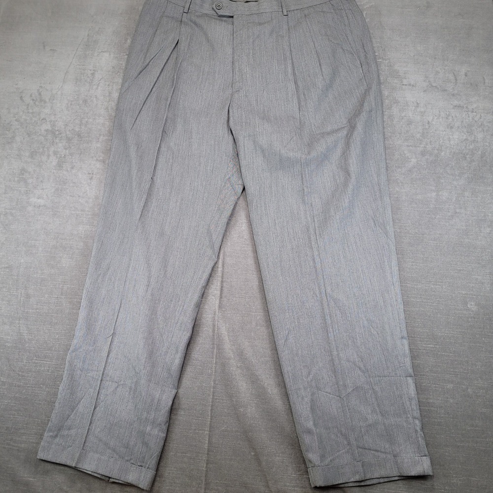 Haggar Mens Herringbone Suit Separate Dress Pants 40x32 Medium Gray New